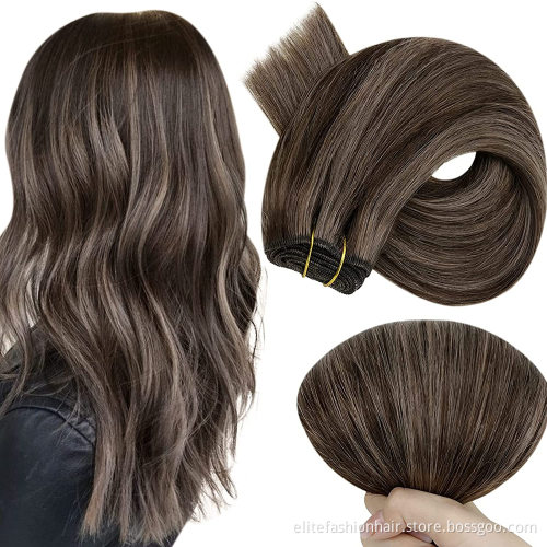 Wholesale Weft Human Hair Extensions Straight Human Hair Weft Extensions for Women One Piece  Human Hair Weft Sew in Extension